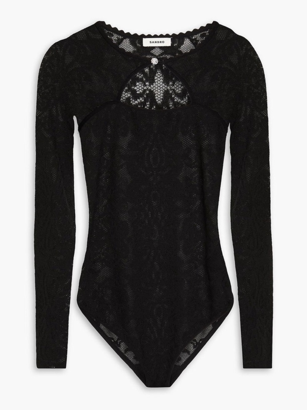 Sandro Lace Long-Sleeve Bodysuit with Keyhole
